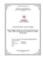 Thực tập tốt nghiệp  - KẾ TOÁN DOANH NGHIỆP   - đề tài -   Kế toán nguyên vật liệu,công cụ dụng cụ tại công ty TNHH Hưng Hải 