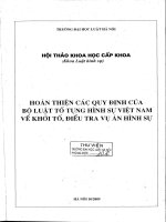 Kỷ yếu hội thảo khoa học: Hoàn thiện các quy định của bộ luật Tố tụng hình sự Việt Nam về khởi tố, điều tra vụ án hình sự