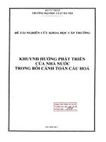 Đề tài nghiên cứu khoa học cấp Trường: Khuynh hướng phát triển của nhà nước trong bối cảnh toàn cầu hoá
