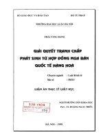Luận án thạc sĩ luật học: Giải quyết tranh chấp phát sinh từ hợp đồng mua bán hàng hoá quốc tế