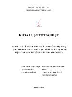 đánh giá và lựa chọn nhà cung ứng dịch vụ vận chuyển hàng hoá tại công ty cp dịch vụ hậu cần và chuyển phát nhanh goship