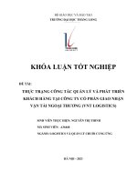 thực trạng công tác quản lý và phát triển khách hàng tại công ty cổ phần giao nhận vận tải ngoại thương vnt logistics