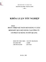 hoàn thiện kế toán bán hàng và xác định kết quả bán hàng tại công ty cổ phần xi măng tuyên quang