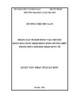 Luận văn thạc sĩ Luật học: Pháp luật về hợp đồng vận chuyển hàng hoá xuất nhập khẩu bằng đường biển trong bối cảnh hội nhập quốc tế