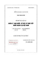 Luận án thạc sĩ Luật học: Quản lý nhà nước về đầu tư trực tiếp nước ngoài tại Việt Nam