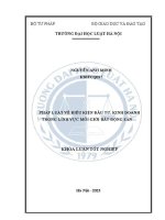 Khóa luận tốt nghiệp: Pháp luật về điều kiện đầu tư, kinh doanh trong lĩnh vực môi giới bất động sản