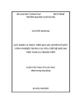 Luận văn thạc sĩ Luật học: Quy định và thực tiễn bảo hộ quyền sở hữu công nghiệp trong các FTA thế hệ mới mà Việt Nam là thành viên
