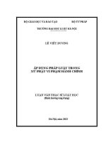 Luận văn thạc sĩ Luật học: Áp dụng pháp luật trong xử phạt vi phạm hành chính
