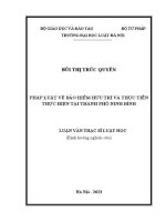Luận văn thạc sĩ Luật học: Pháp luật về bảo hiểm hưu trí và thực tiễn thực hiện tại thành phố Ninh Bình