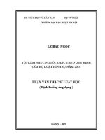 Luận văn thạc sĩ Luật học: Tội làm nhục người khác theo quy định của Bộ luật Hình sự năm 2015