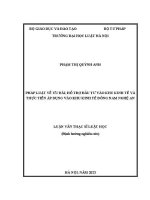 Luận văn thạc sĩ Luật học: Pháp luật về ưu đãi, hỗ trợ đầu tư vào khu kinh tế và thực tiễn áp dụng vào khu kinh tế Đông Nam Nghệ An