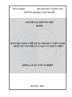 Khóa luận tốt nghiệp: Bảo hộ sáng chế dược phẩm ở Việt Nam - Một số vấn đề lý luận và thực tiễn