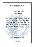 Khoá luận tốt nghiệp: Thực trạng pháp luật Việt Nam về công cụ lãi suất trong thực hiện chính sách tiền tệ quốc gia của Ngân hàng Nhà nước Việt Nam và một số giải pháp hoàn thiện