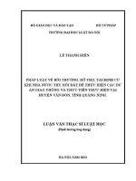 Luận văn thạc sĩ Luật học: Pháp luật về bồi thường, hỗ trợ, tái định cư khi nhà nước thu hồi đất để thực hiện các dự án giao thông và thực tiễn thực hiện tại huyện Vân Đồn, tỉnh Quảng Ninh