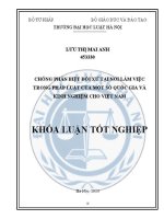 Khoá luận tốt nghiệp: Chống phân biệt đối xử tại nơi làm việc trong pháp luật của một số quốc gia và kinh nghiệm cho Việt Nam