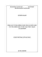 Luận văn thạc sĩ Luật học: Pháp luật vể bảo hiểm xã hội cho lao động khu vực phi chính thức ở Việt Nam - Thực trạng và giải pháp
