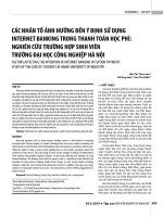 CÁC NHÂN TỐ ẢNH HƯỞNG ĐẾN Ý ĐỊNH SỬ DỤNG INTERNET BANKING TRONG THANH TOÁN HỌC PHÍ: NGHIÊN CỨU TRƯỜNG HỢP SINH VIÊN TRƯỜNG ĐẠI HỌC CÔNG NGHIỆP HÀ NỘI