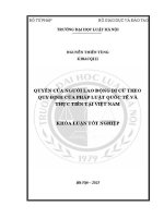 Khoá luận tốt nghiệp: Quyền của người lao động di cư theo quy định của pháp luật quốc tế và thực tiễn tại Việt Nam