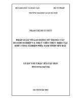 Luận văn thạc sĩ Luật học: Pháp luật về lao động nữ trong các doanh nghiệp và thực tiễn thực hiện tại khu công nghiệp phía Nam tỉnh Yên Bái