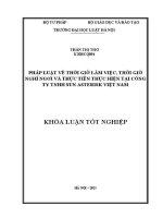 Khoá luận tốt nghiệp: Pháp luật về thời giờ làm việc, thời giờ nghỉ ngơi và thực tiễn thực hiện tại công ty TNHH Sun Asterisk
