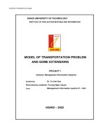 model of transportation problem and some extensions