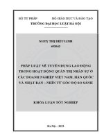 Khoá luận tốt nghiệp: Pháp luật về tuyển dụng lao động trong hoạt động quản trị nhân sự ở các doanh nghiệp Việt Nam, Hàn Quốc và Nhật Bản - Nhìn từ góc độ so sánh