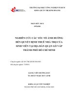 NGHIÊN CỨU CÁC YẾU TỐ ẢNH HƯỞNG  ĐẾN QUYẾT ĐỊNH THUÊ NHÀ TRỌ CỦA  SINH VIÊN TẠI ĐỊA BÀN QUẬN GÒ VẤP  THÀNH PHỐ HỒ CHÍ MINH