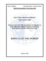 Khóa luận tốt nghiệp: Pháp luật về chế tài phạt vi phạm và bồi thường thiệt hại do vi phạm hợp đồng trong thương mại