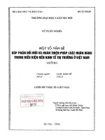 Luận án thạc sĩ Luật học: Một số vấn đề góp phần đổi mới và hoàn thiện pháp luật ngân hàng trong điều kiện nền kinh tế thị trường ở Việt Nam