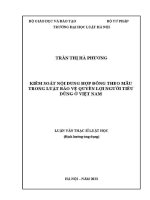 Luận văn thạc sĩ Luật học: Kiểm soát nội dung hợp đồng theo mẫu trong Luật Bảo vệ quyền lợi người tiêu dùng ở Việt Nam