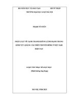 Luận văn thạc sĩ Luật học: Pháp luật về cạnh tranh không lành mạnh trong lĩnh vực quảng cáo trên truyền hình ở Việt Nam hiện nay