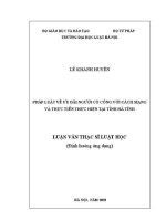 Luận văn thạc sĩ Luật học: Pháp luật về ưu đãi người có công với cách mạng và thực tiễn thực hiện tại tỉnh Hà Tĩnh