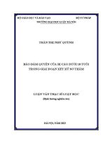 Luận văn thạc sĩ Luật học: Bảo đảm quyền của bị cáo dưới 18 tuổi trong giai đoạn xét xử sơ thẩm