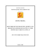 hoàn thiện kế toán doanh thu chi phí và xác định kết quả kinh doanh tại công ty tnhh thương mại và dịch vụ lương an