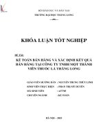 kế toán bán hàng và xác định kết quả bán hàng tại công ty tnhh một thành viên thuốc lá thăng long