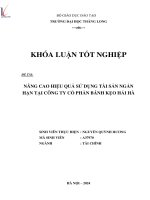 nâng cao hiệu quả sử dụng tài sản ngắn hạn tại công ty cổ phần bánh kẹo hải hà