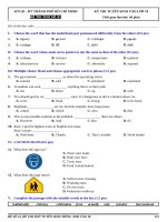 Trọn bộ 40 Đề thi thử môn tiếng Anh kỳ thi tuyển sinh vào lớp 10 tphcm (full)