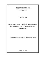 Luận Văn Thạc sĩ HOÀN THIỆN CÔNG TÁC QUẢN TRỊ TÀI CHÍNH TẠI BỆNH VIỆN LAO VÀ BỆNH PHỔI TỈNH  KIÊN GIANG