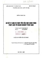 Luận án tiến sĩ luật học: Cơ sở lý luận và thực tiễn của việc hoàn thiện pháp luật về doanh nghiệp ở Việt Nam