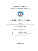 Chuyên đề tốt nghiệp: Phát triển nông nghiệp bền vững ở huyện Văn Lâm, tỉnh Hưng Yên