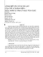 LÒNG BIẾT ƠN VÀ SỰ AN LẠC CỦA TRẺ VỊ THÀNH NIÊN- GÓC NHÌN TỪ TÂM LÝ HỌC TÍCH CỰC 10 ĐIỂM