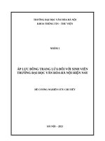 Nghiên cứu khoa học:ÁP LỰC ĐỒNG TRANG LỨA ĐỐI VỚI SINH VIÊN TRƯỜNG ĐẠI HỌC VĂN HÓA HÀ NỘI HIỆN NAY