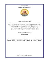 PHÁP LUẬT VỀ HỖ TRỢ DOANH NGHIỆP NHỎ VÀ VỪA TRONG LĨNH VỰC THƯƠNG MẠI, DỊCH VỤ QUA THỰC TIỄN TẠI TỈNH THỪA THIÊN HUẾ