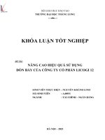 nâng cao hiệu quả sử dụng đòn bẩy của công ty cổ phần licogi 12