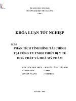 phân tích tình hình tài chính tại công ty thiết bị y tế hóa chất và hóa mỹ phẩm