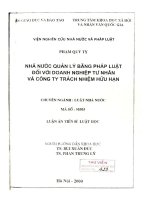 Luận án tiến sĩ luật học: Nhà nước quản lý bằng pháp luật đối với doanh nghiệp tư nhân và công ty trách nhiệm hữu hạn