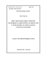 thực trạng hoạt động chăm sóc người bệnh của điều dưỡng tại trung tâm y tế huyện hòa an tỉnh cao bằng và đề xuất giải pháp