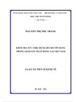 luận án tiến sĩ kinh tế kiểm tra sức chịu đựng rủi ro tín dụng trong giám sát ngân hàng tại việt nam