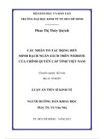 luận án tiến sĩ kinh tế các nhân tố tác động đến minh bạch ngân sách trên website của chính quyền cấp tỉnh việt nam