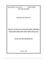 luận án tiến sĩ kinh tế quản lý nợ xấu tại ngân hàng thương mại cộng hòa dân chủ nhân dân lào